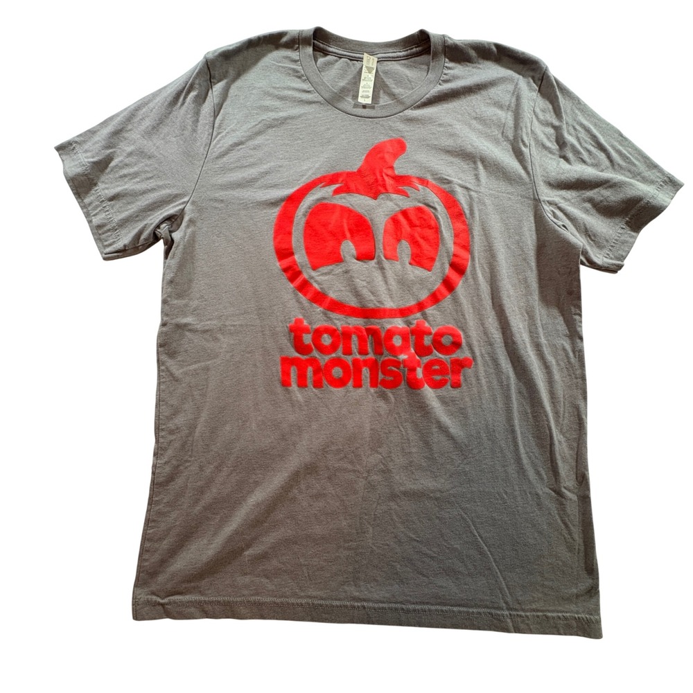 Bella Canvas Tomato Monster Graphic T-Shirt Mens Large Gray Cotton Blend Tee